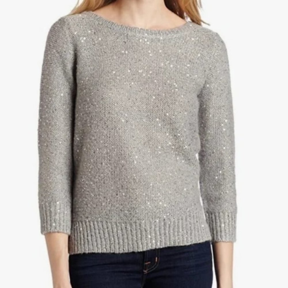 AK Anne Klein Women's 3/4 Sleeve Sequin Sweater. Size L. Excellent Conditions.